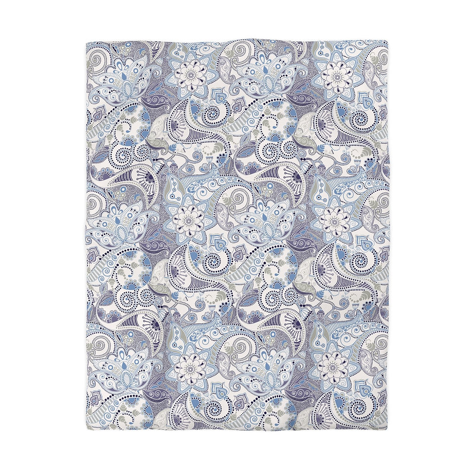 Thumbnail: Paisley Blue Microfiber Duvet Cover