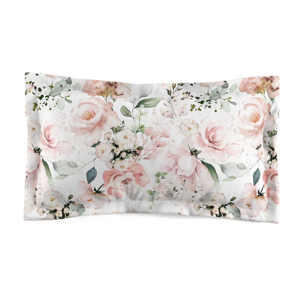 Thumbnail: Soft Pink Floral Microfiber Pillow Sham