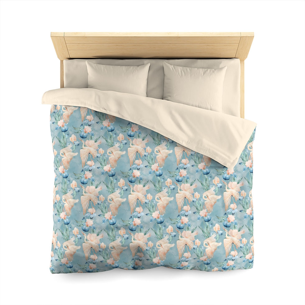 Thumbnail: Swan Song Blue Microfiber Duvet Cover