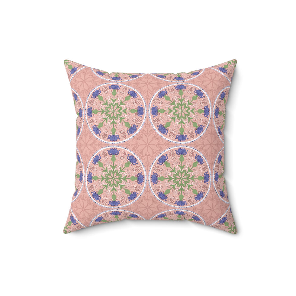 Thumbnail: Boho Floral Square Pillow - Decorative Cushion for Cozy Home Decor