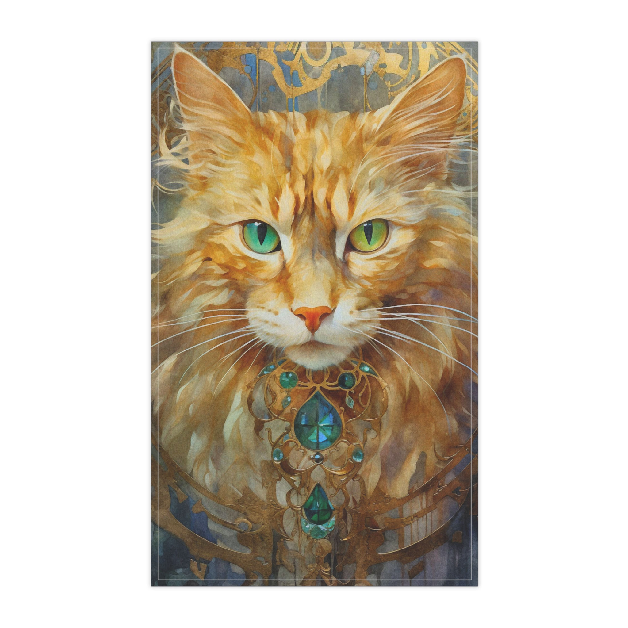 Majestic Cats in Crystals Art Tea Towels, Perfect for Cat Lovers