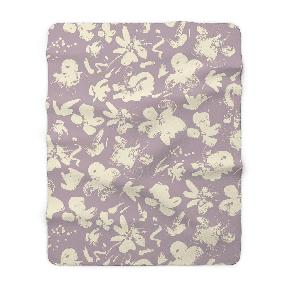 Thumbnail: Subtle Ivory Floral Sherpa Fleece Blanket