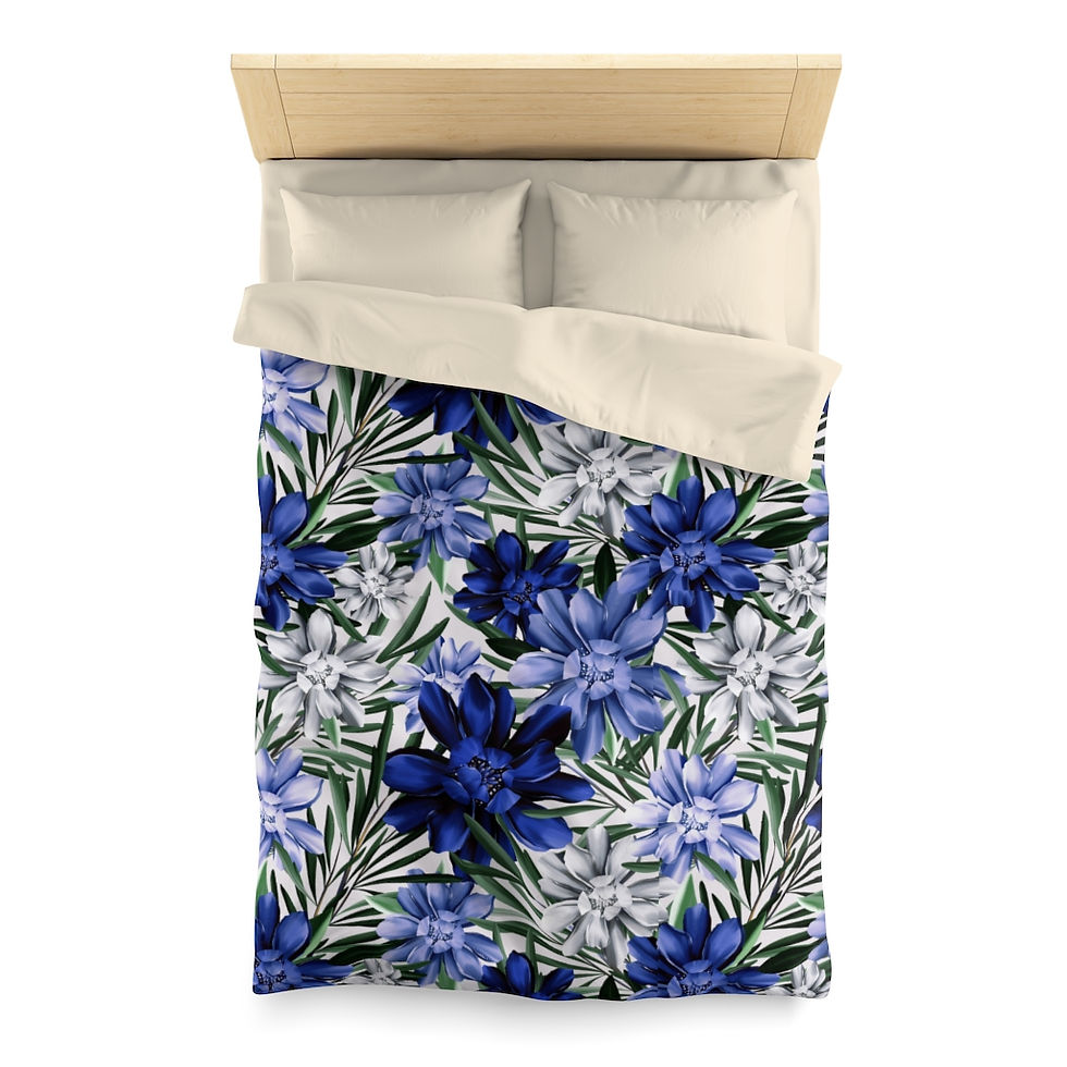 Thumbnail: Spring Kiss (Blue)Microfiber Duvet Cover