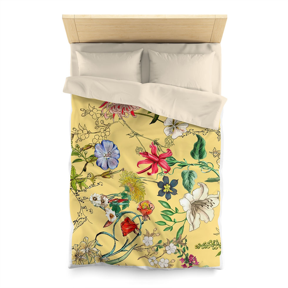 Thumbnail: Floral Vintage Yellow Microfiber Duvet Cover
