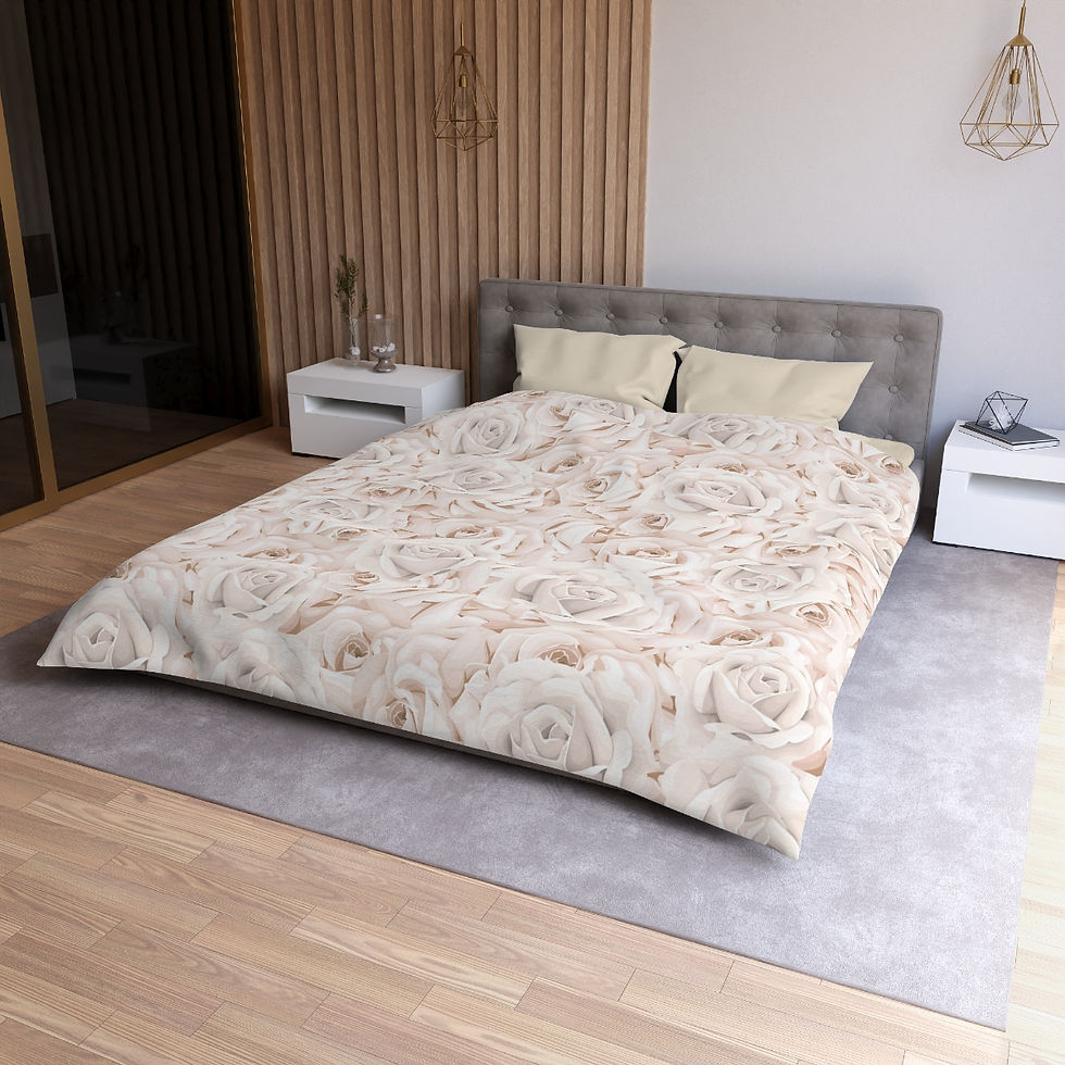 Thumbnail: Bed of Blush Roses Microfiber Duvet Cover