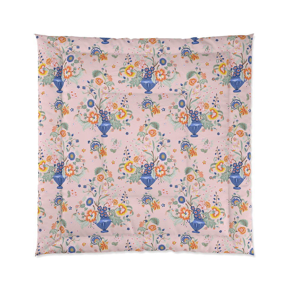 Thumbnail: Cashmere Floral Garden Comforter - Cozy Pastel Bedding for Spring Decor
