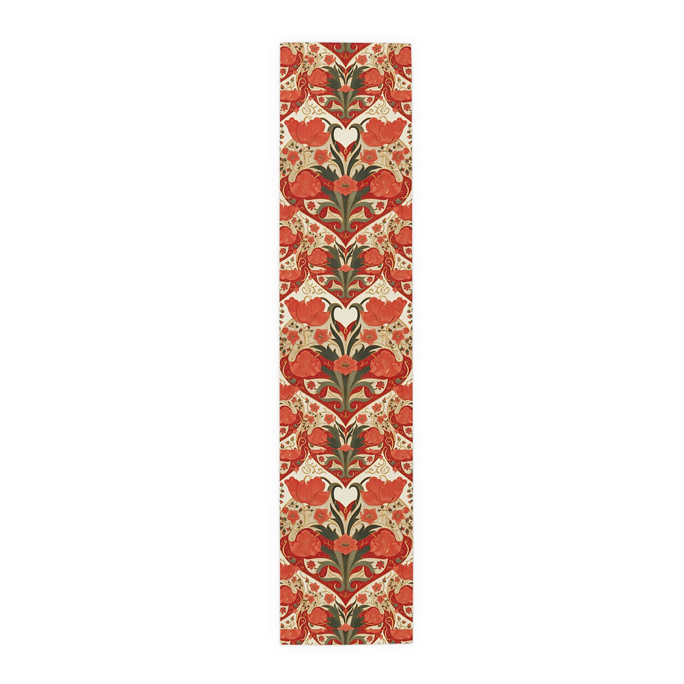 Thumbnail: Vintage Floral Table Runner — Rust & Sage Botanical Cotton-Poly Blend