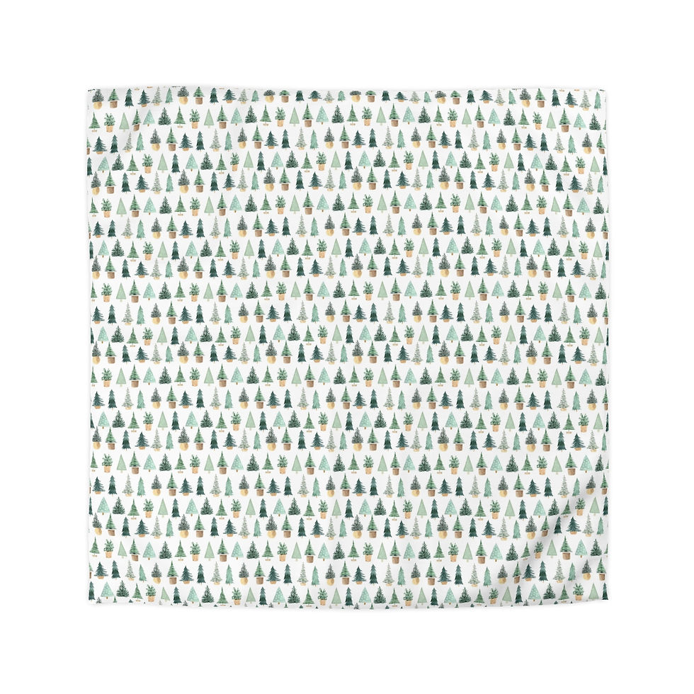 Thumbnail: Little Christmas Trees in the Snow  Microfiber Duvet Cover