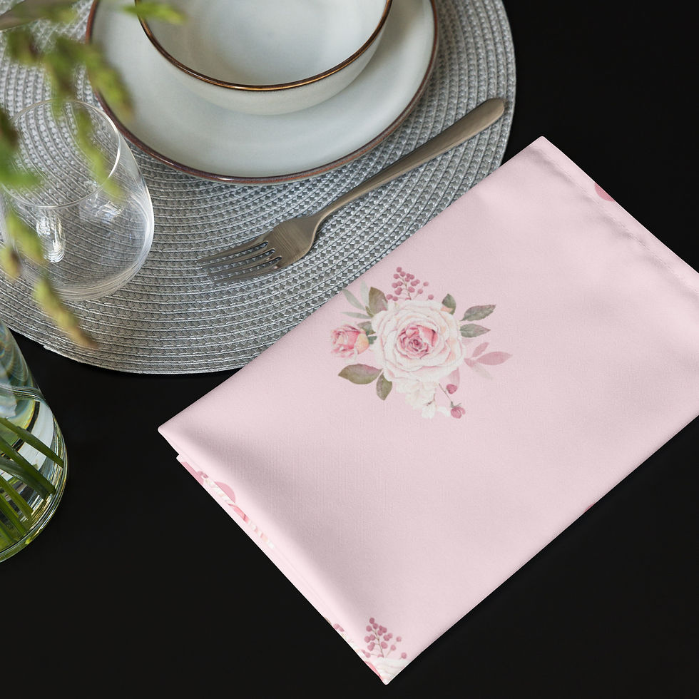 Thumbnail: Pink Rose Garden Cloth napkin set
