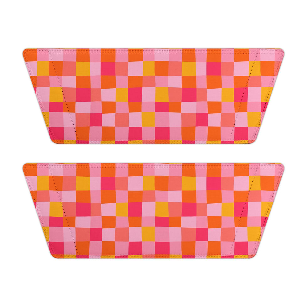 Thumbnail: Checkered Pink & Orange Removable‑Strap Slide Sandals — Women's Pool Slides