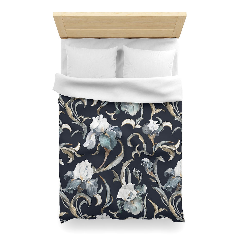 Thumbnail: Iris (Black Base) Microfiber Duvet Cover