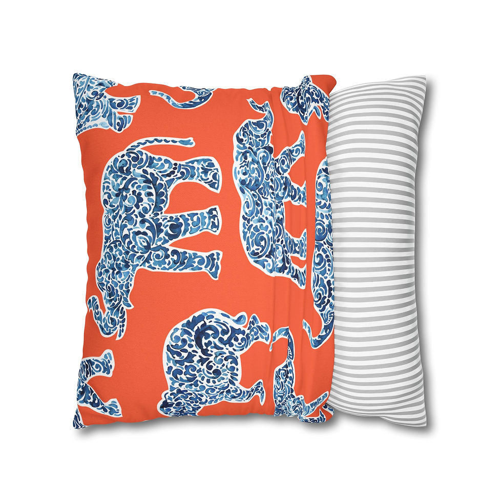 Thumbnail: Coral Blue Paisley Elephant Pillowcase