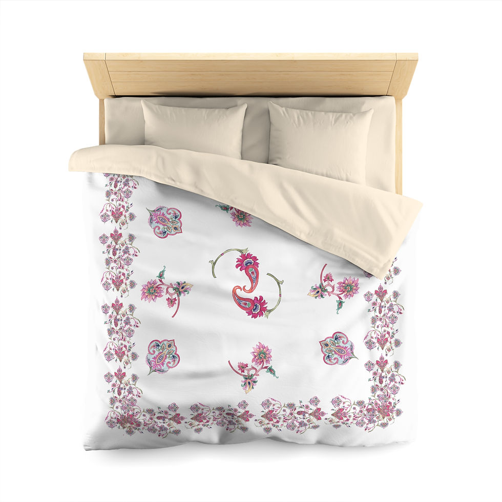 Thumbnail: Paisley  Jewels Border Duvet Cover — Pink Vintage Blossom Bedding