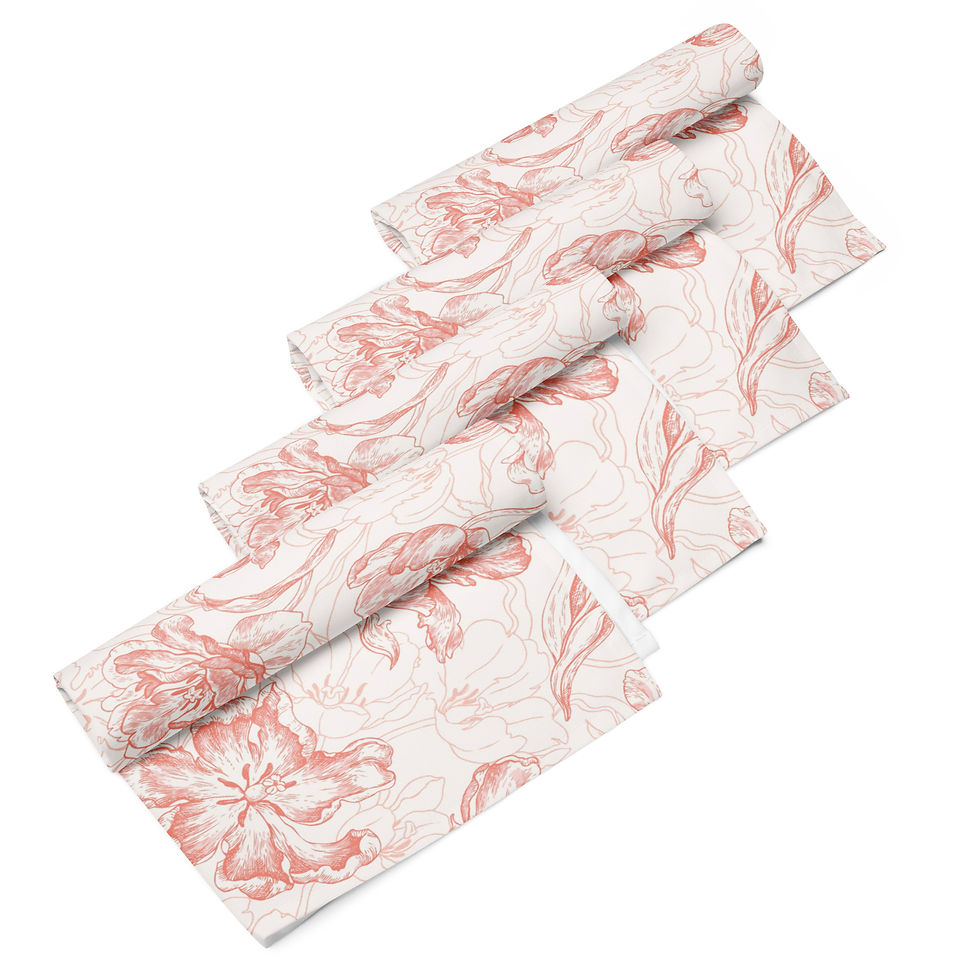 Thumbnail: Soft Pink Floral Cloth napkin set