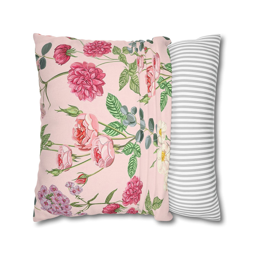 Thumbnail: Floral Bloom Pink Rose Square Pillowcase