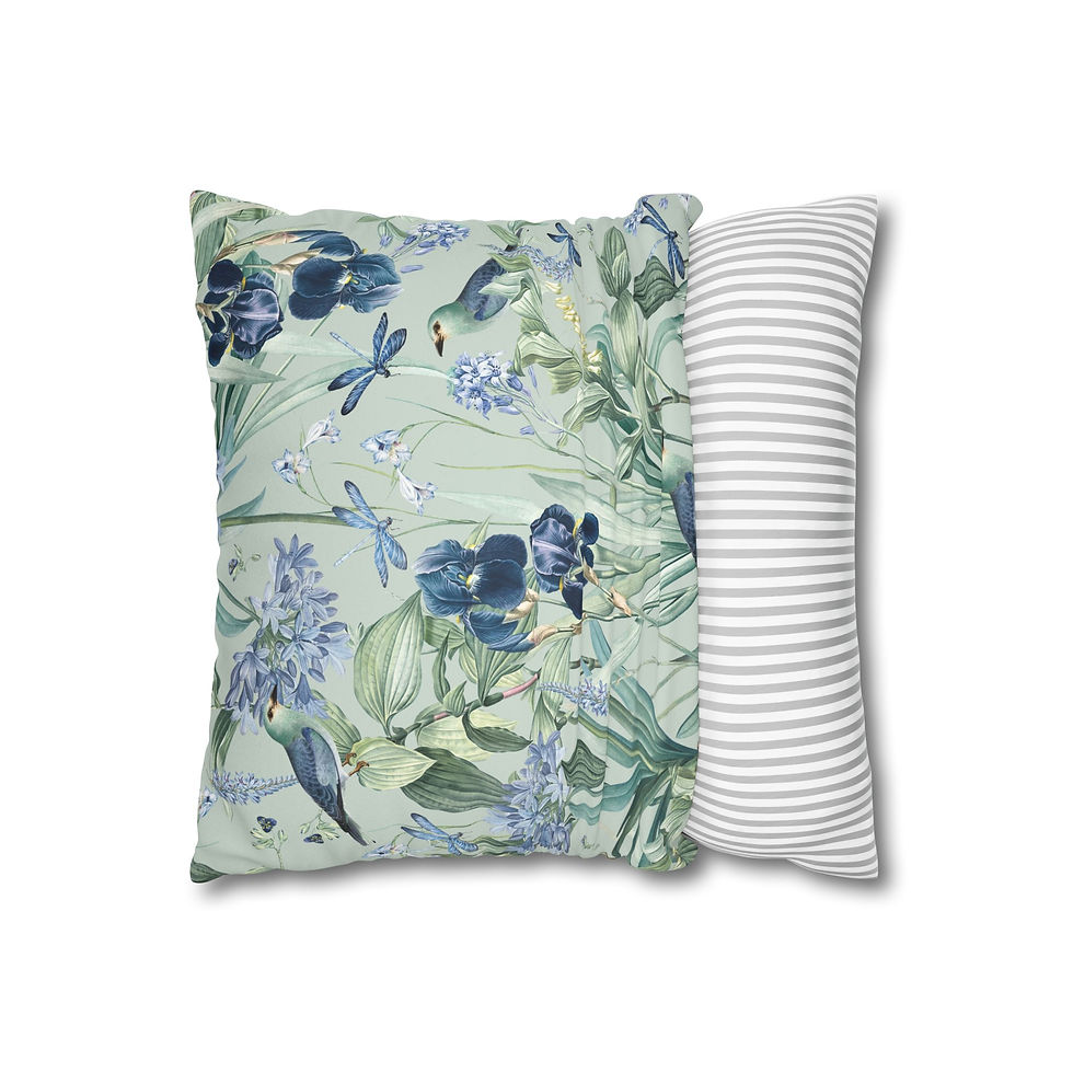 Thumbnail: Paradise Found Botanical Bird Faux Suede Pillowcase 