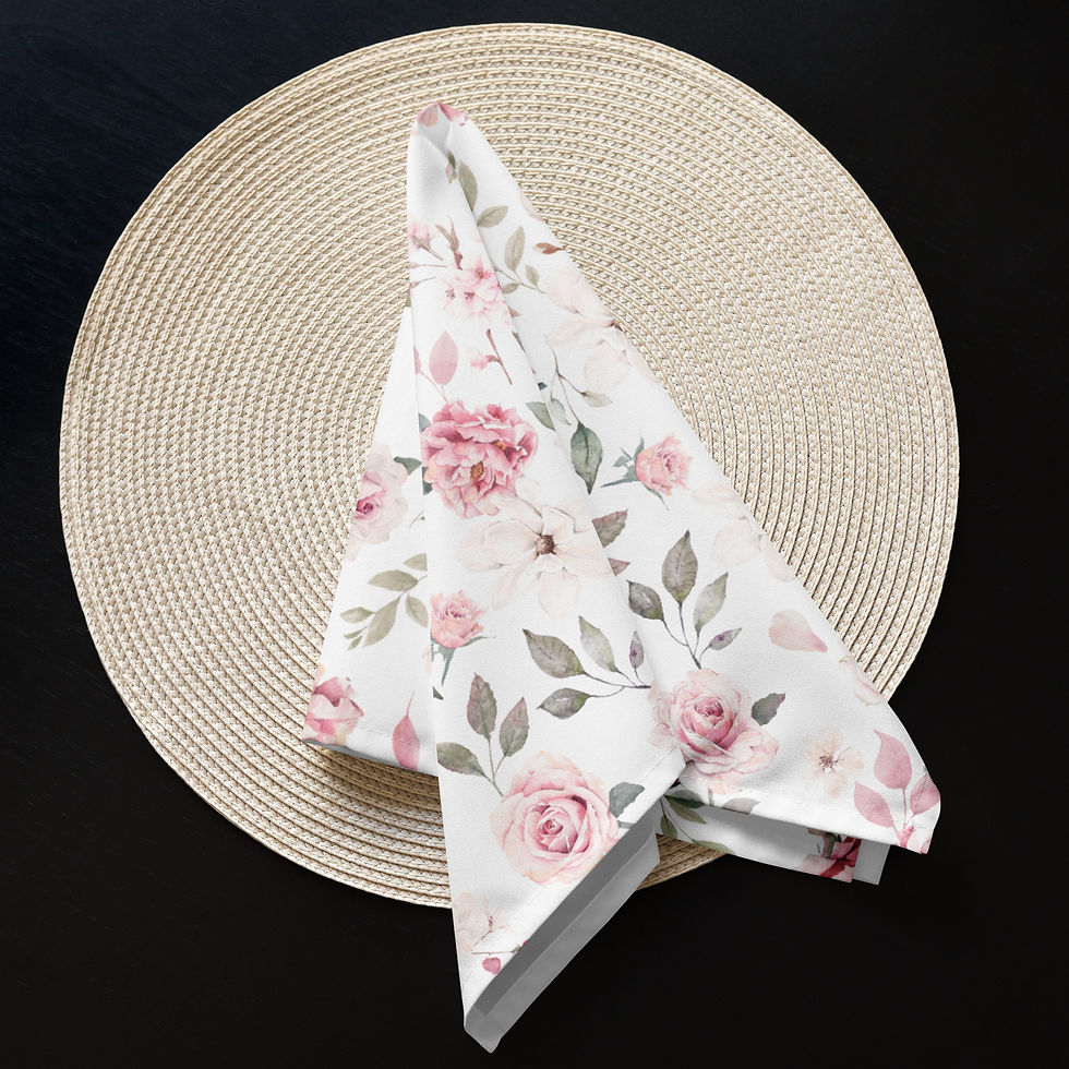 Thumbnail: Pink Rose Garden Cloth napkin set