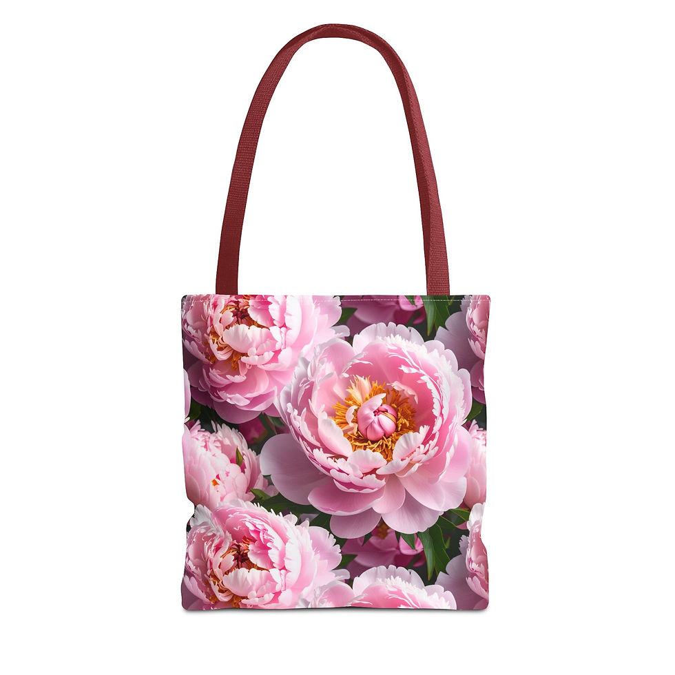 Thumbnail: Pink Peonies Floral Tote Bag, Boho Chic Handbag