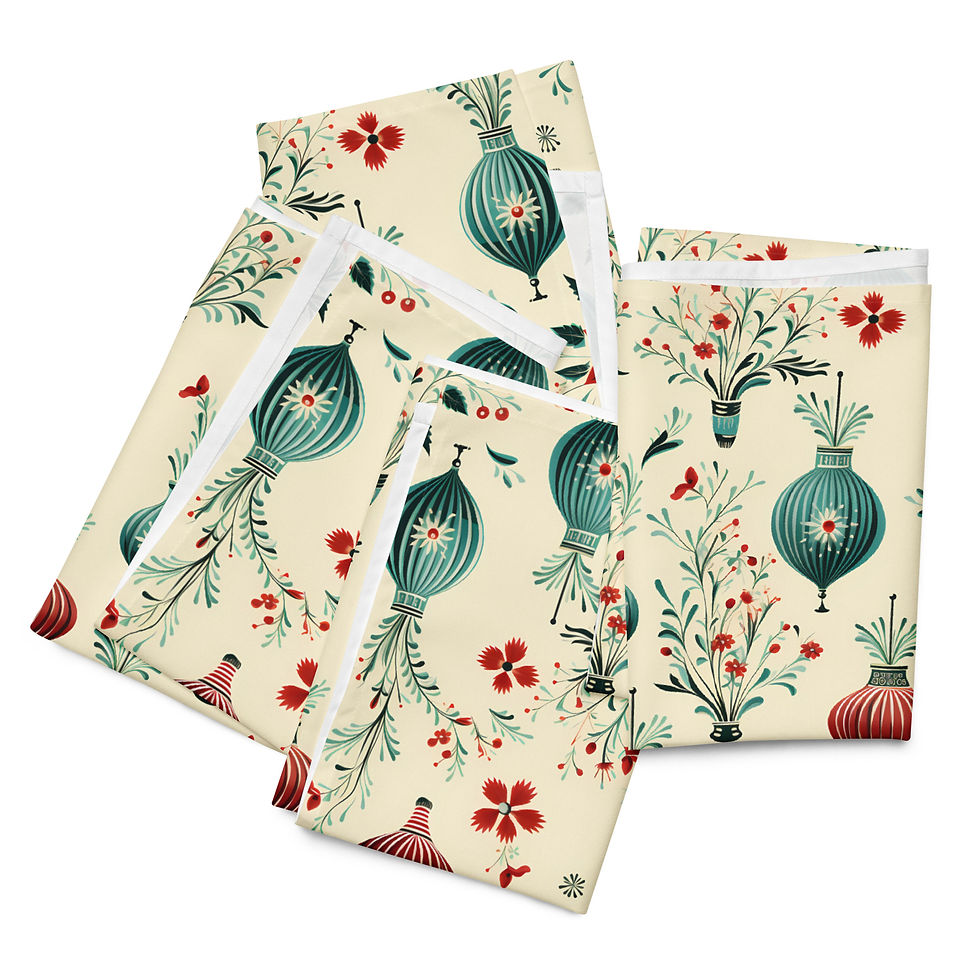 Thumbnail: Retro Holiday Ornaments Cloth napkin set