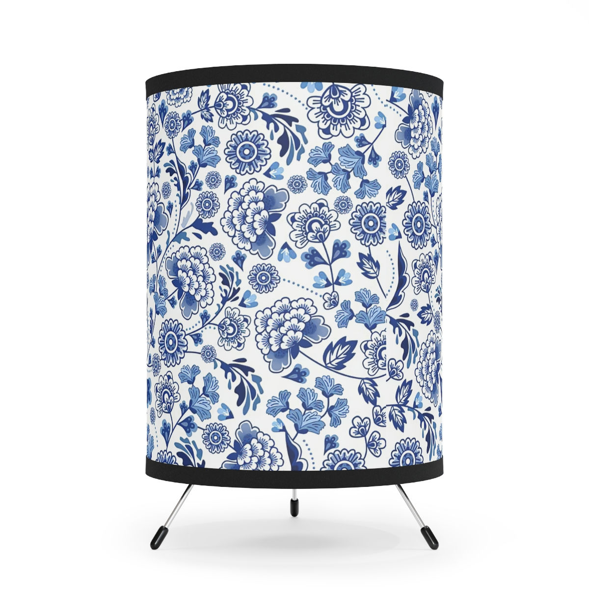 Blue Toile Tripod Lamp