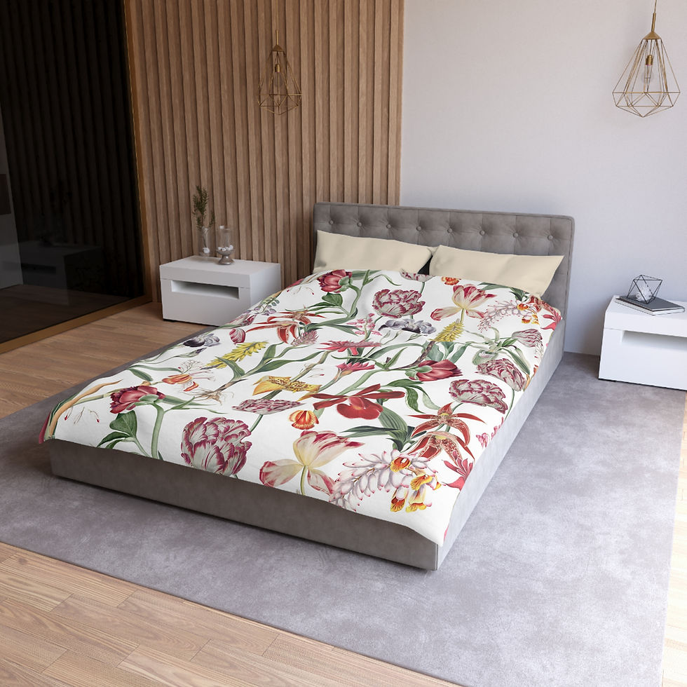 Thumbnail: Velvet Floral Microfiber Duvet Cover
