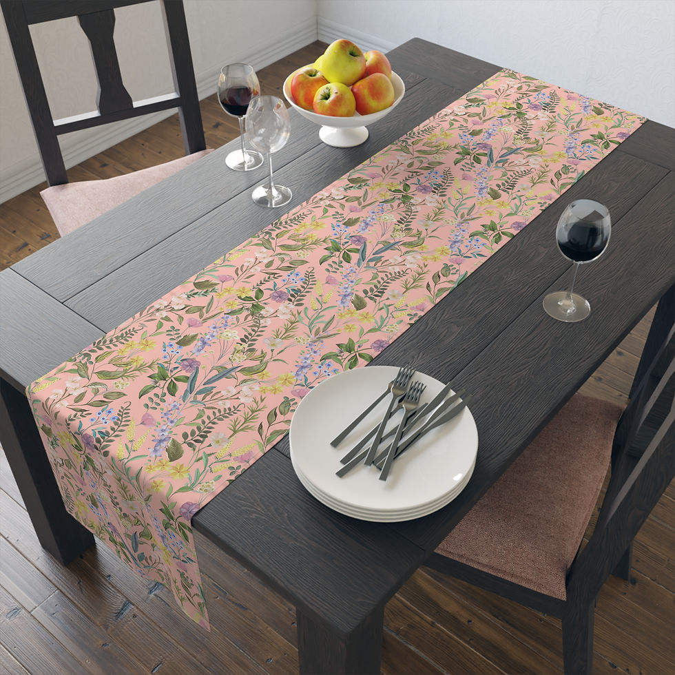 Thumbnail: Garden Pink Table Runner - Elegant Cotton/Poly Home Decor 