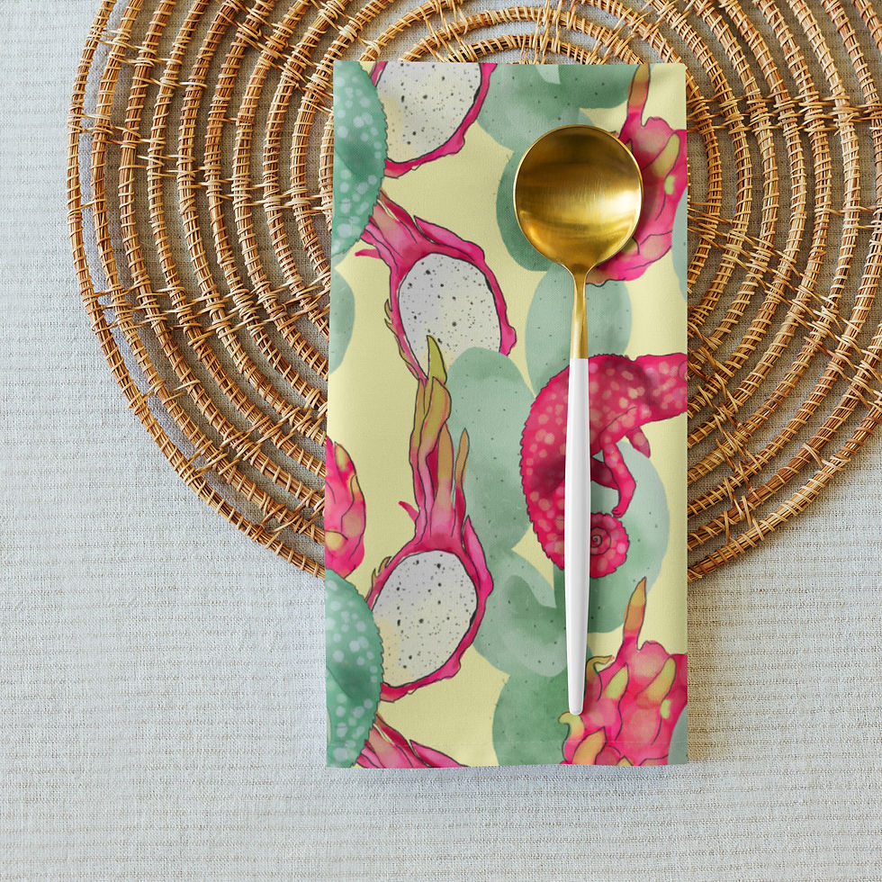 Thumbnail: Whimisical Pink Dragon Cloth napkin set