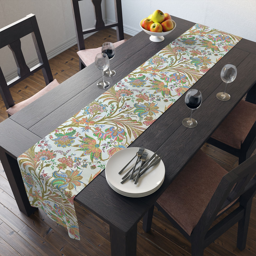 Thumbnail: Renaissance Elegant Blue Floral Table Runner 