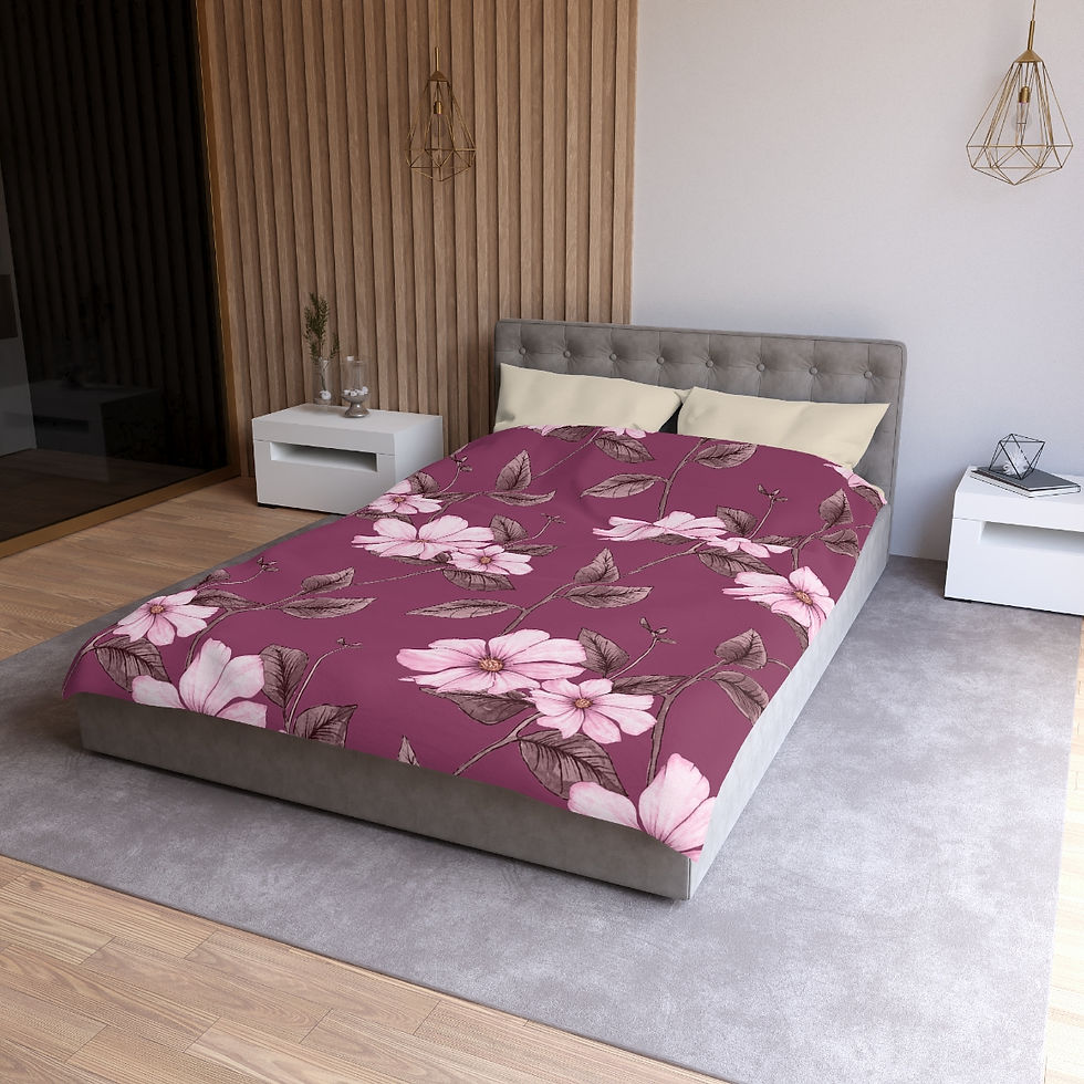 Thumbnail: Maroon and Pink Floral Microfiber Duvet Cover
