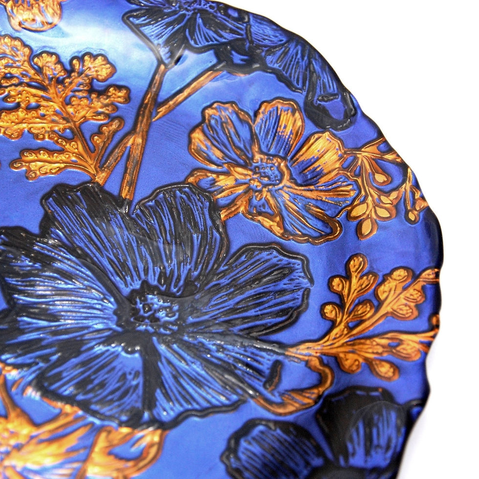 Thumbnail: Set/4 PAPILLON INDIGO GOLD BLACK SIDE PLATES