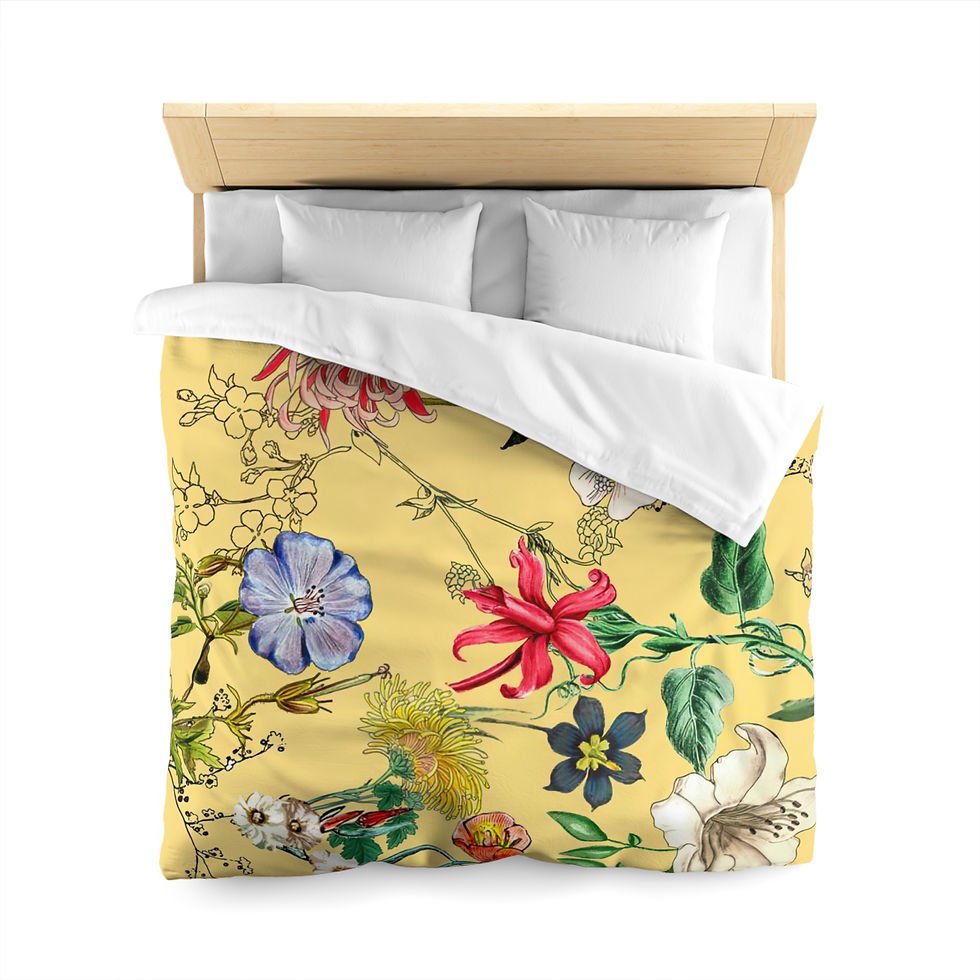 Thumbnail: Floral Vintage Yellow Microfiber Duvet Cover