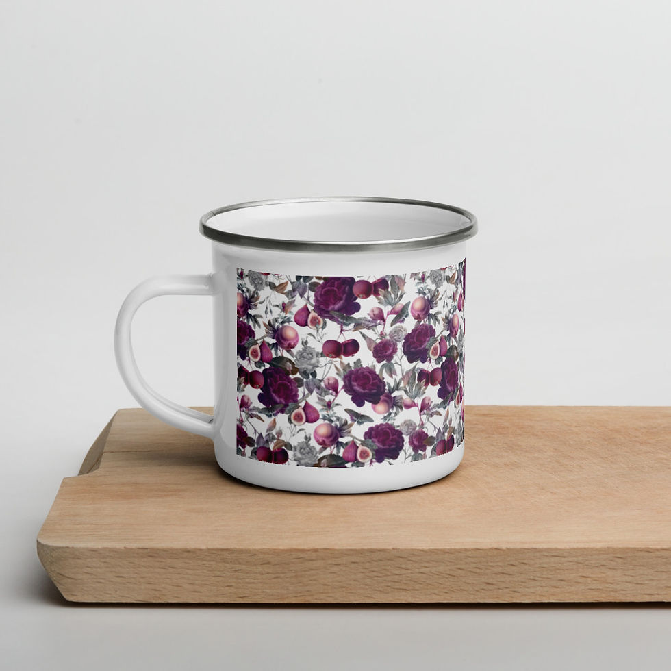 Thumbnail: Mauve Plum and Roses Enamel Mug