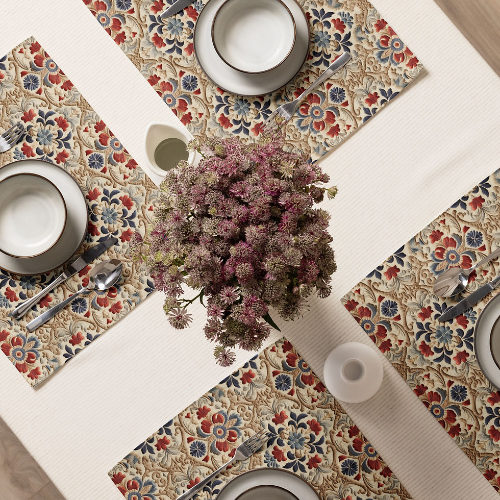 Thumbnail: Print "Embroidery"  Red Floral Placemat Set copy