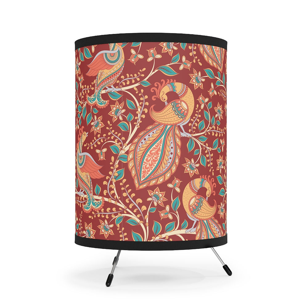 Thumbnail: Kalamkari Tripod Lamp with High-Res Printed Shade, US\CA plug
