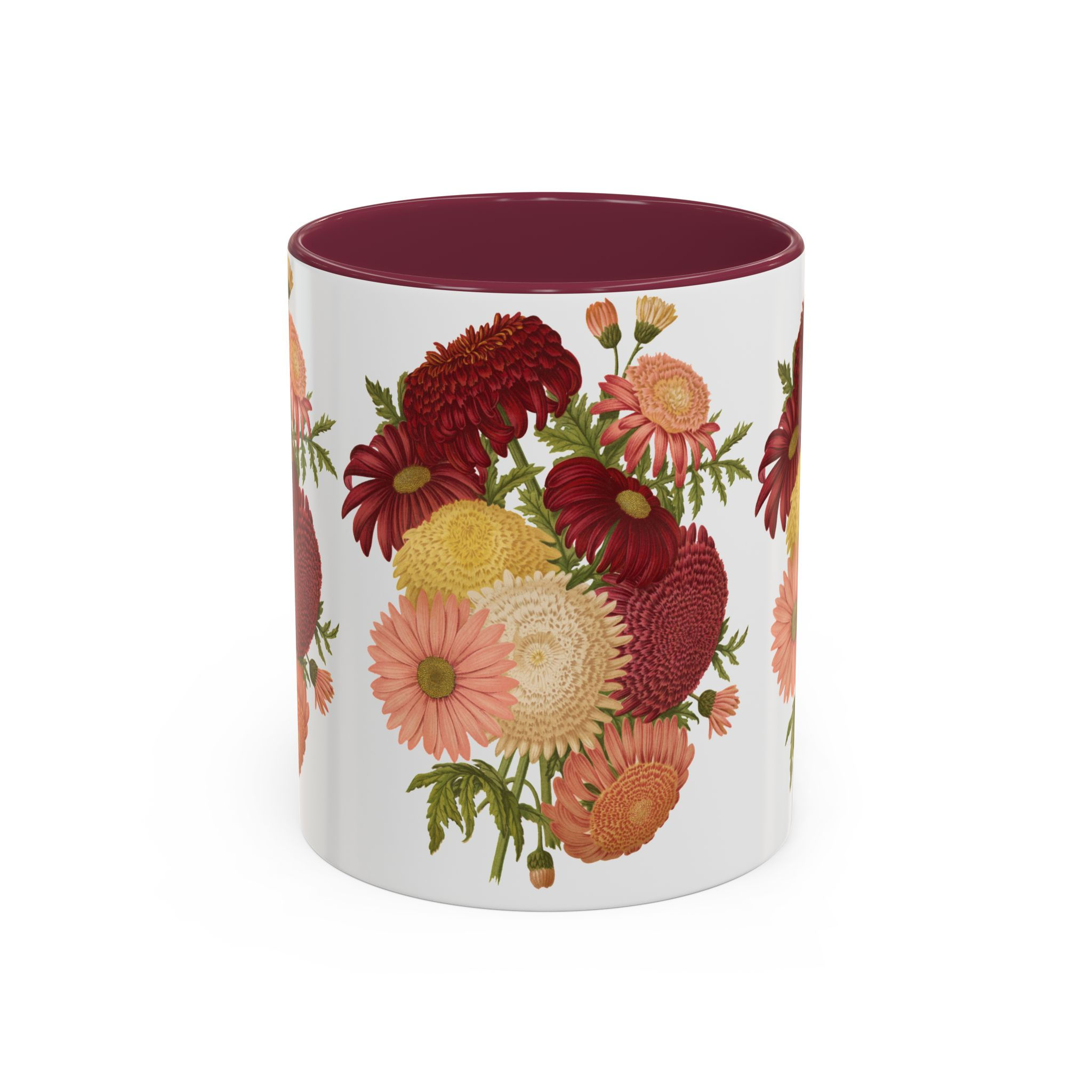 Vintage Floral Mug — Retro Chrysanthemum Bouquet Coffee Cup (11oz/15oz)