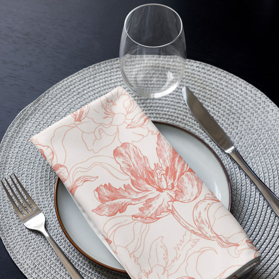Thumbnail: Soft Pink Floral Cloth napkin set