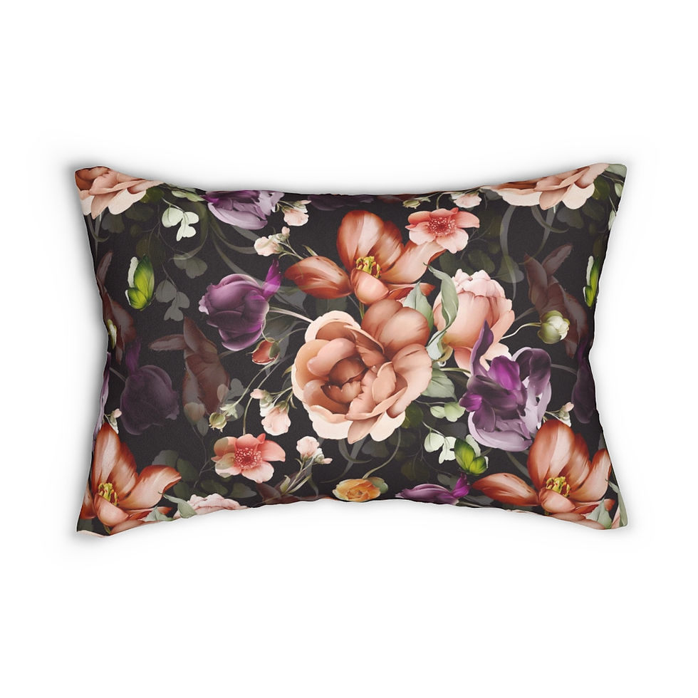 Thumbnail: Watercolor Florals Spun Polyester Lumbar Pillow