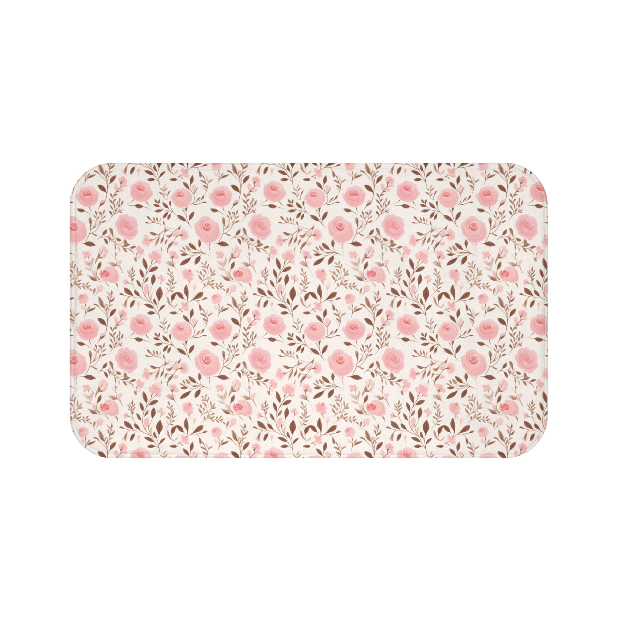 Ivory Pink Melody Floral Bath Mat | Soft Pink Flower Bathroom Decor