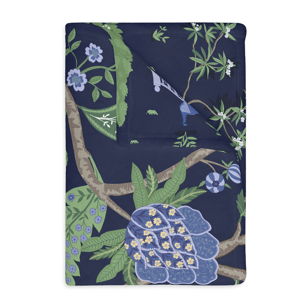 Thumbnail: Mughal Gardens Delights Velveteen Microfiber Blanket (Two-sided print)