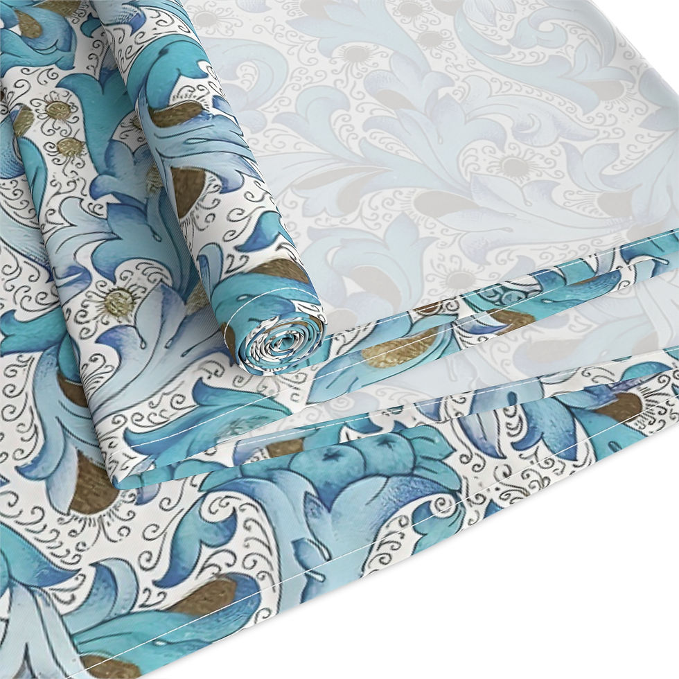 Thumbnail: Florencia Elegant Blue Floral Table Runner - Cotton/Poly Blend for Dining Decor