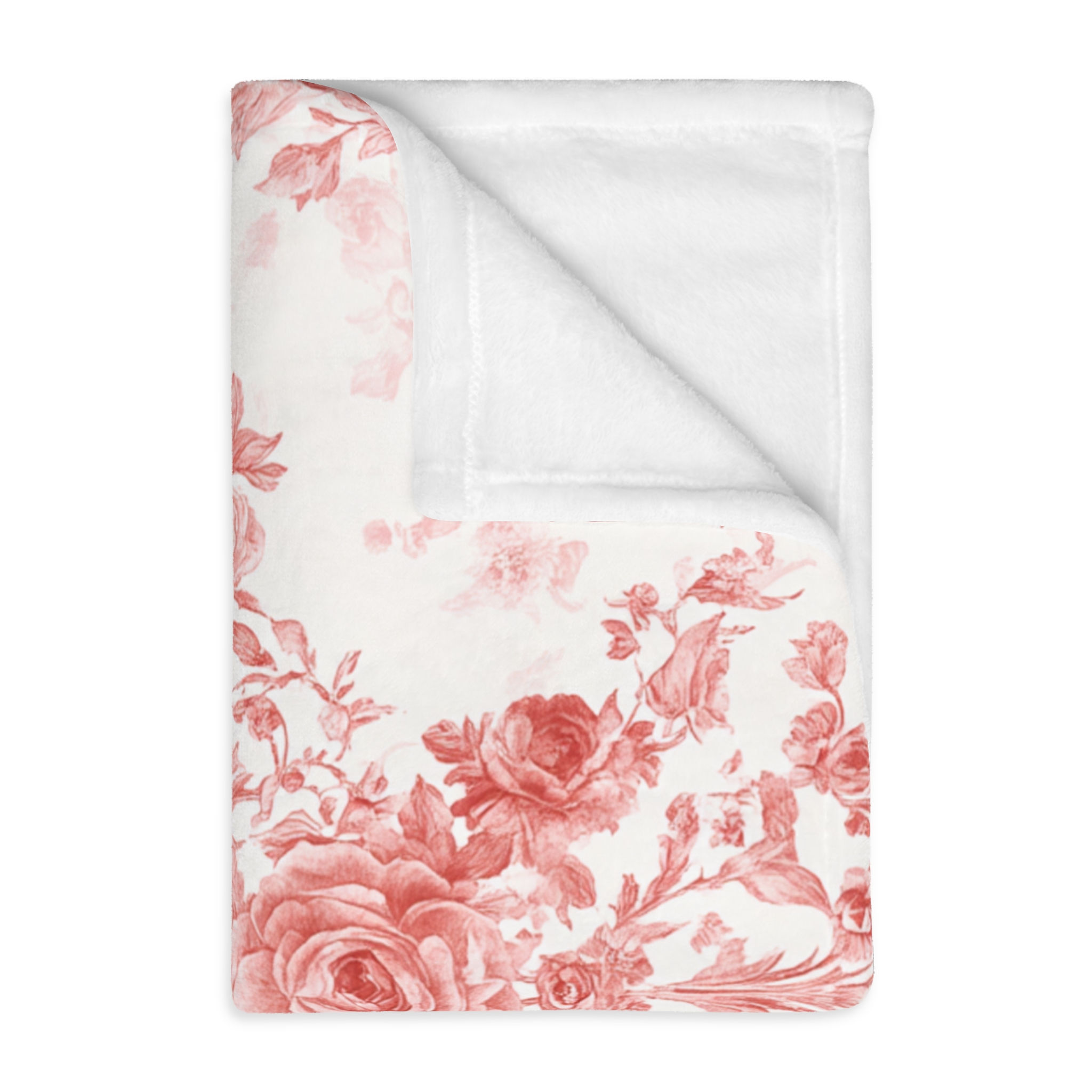 Rose Damask Velveteen Blanket — Floral Microfiber Throw