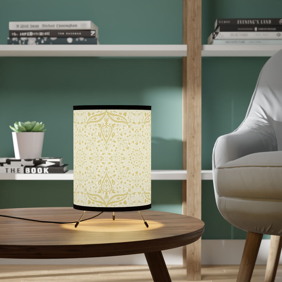 Thumbnail: Elegant Tripod Lamp with Floral High-Res Shade | Bohemian Home Decor