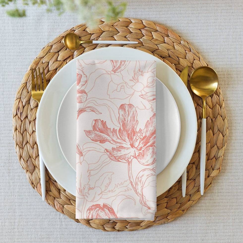 Thumbnail: Soft Pink Floral Cloth napkin set