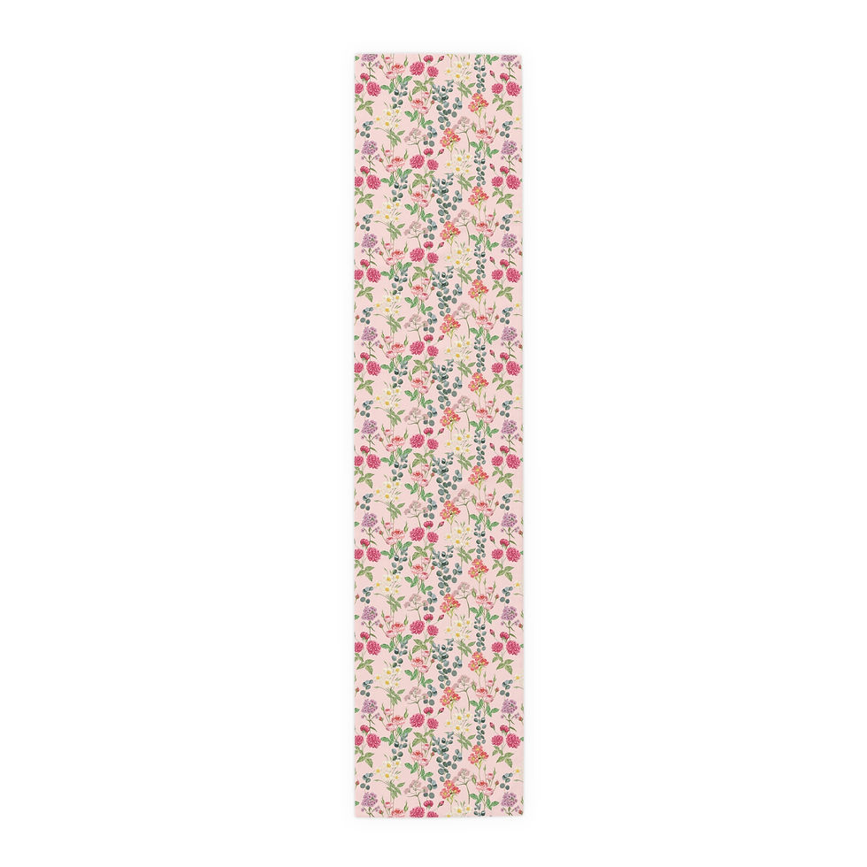 Thumbnail: Floral Bloom Pink Garden Table Runner — Pink Vintage Rose Cotton or Poly Blend