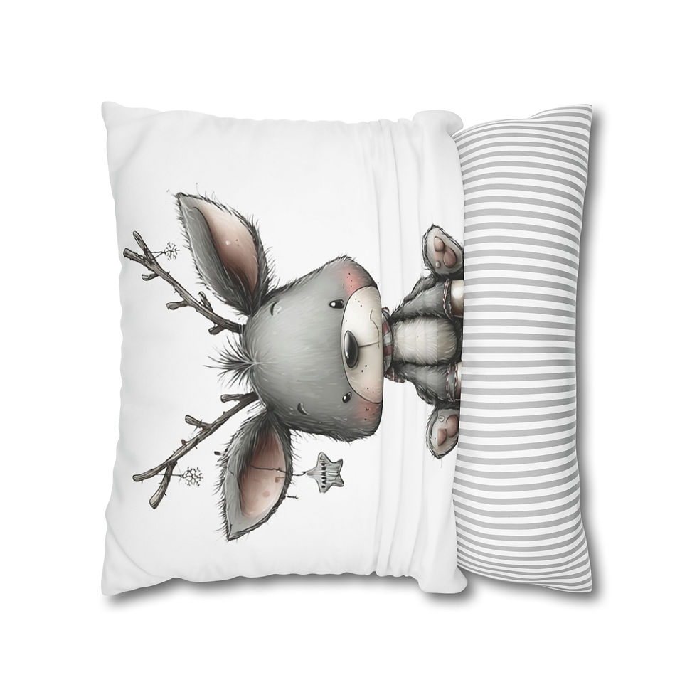 Thumbnail: Cute Reindeer Throw Pillowcase – Holiday Decorative Square Pillow Cover