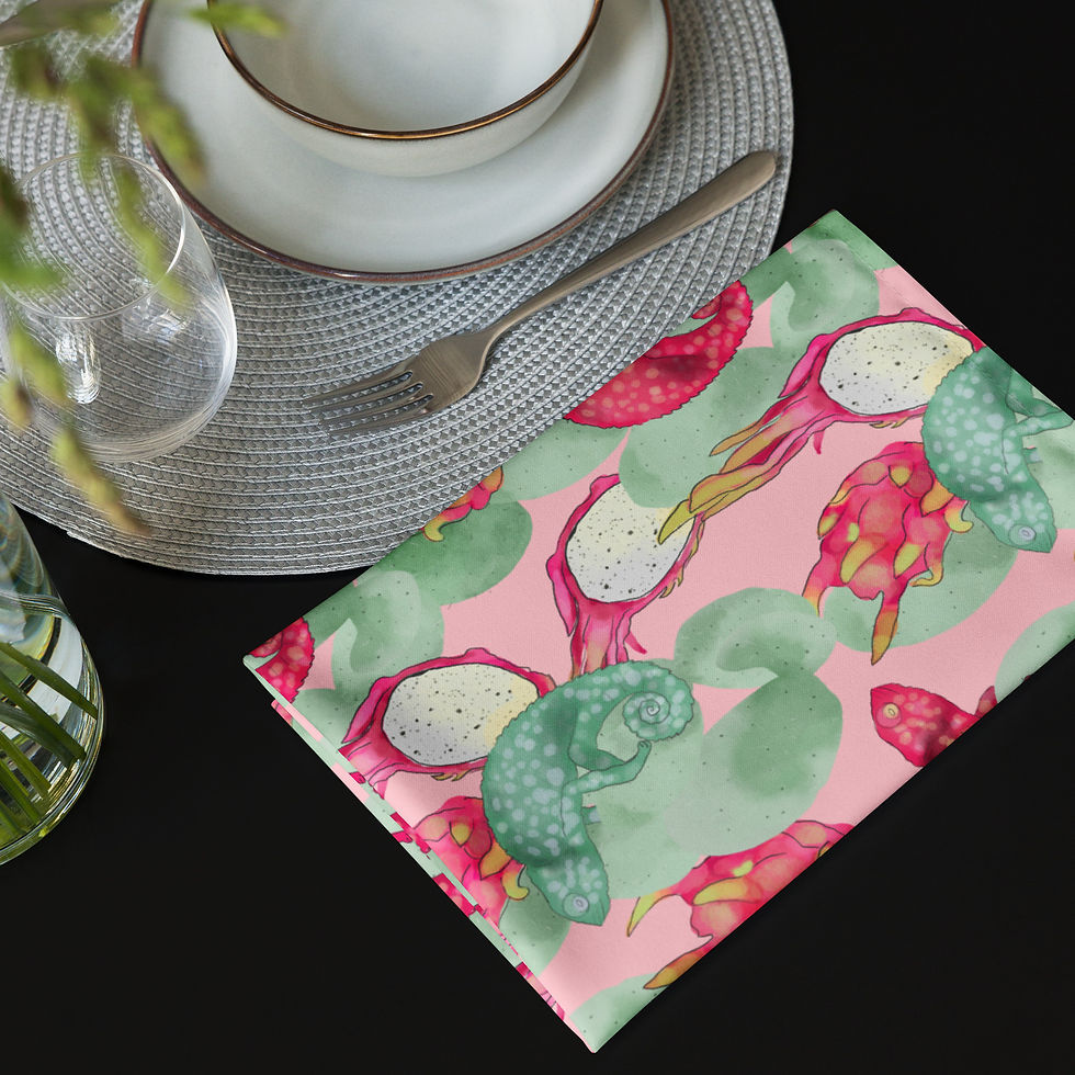 Thumbnail: Whimisical Pink Dragon Cloth napkin set