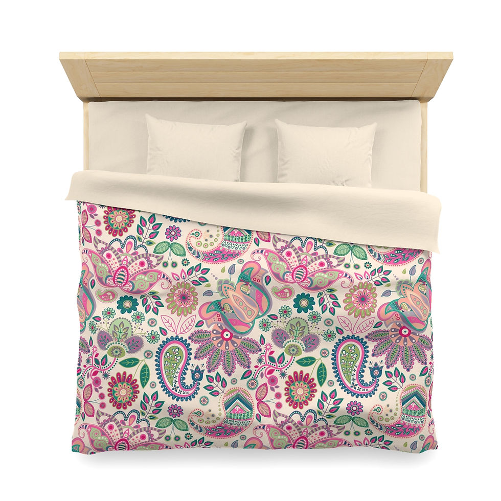Thumbnail: Pink Paisley Microfiber Duvet Cover