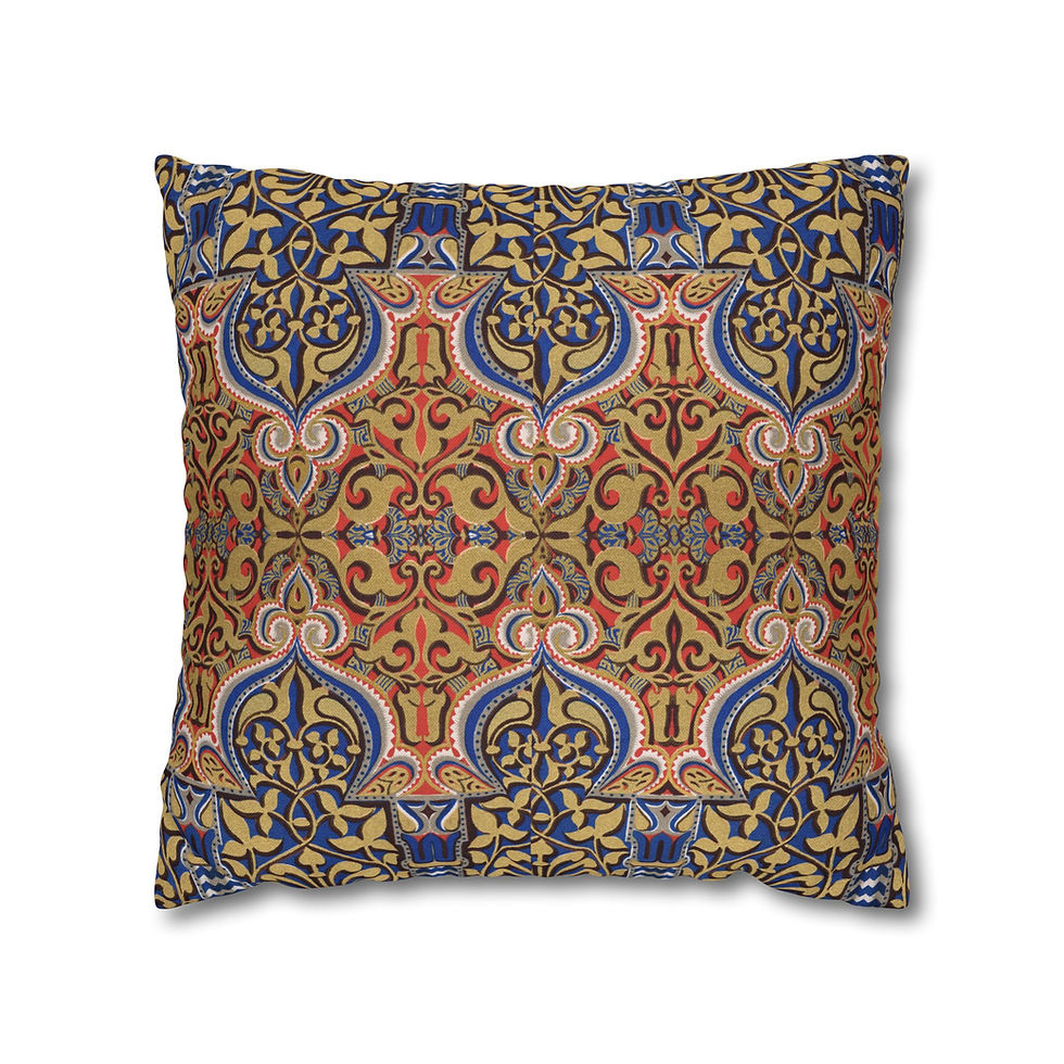 Thumbnail: Ornate Moroccan Tile Pillowcase — Decorative Square Throw Pillow Cover