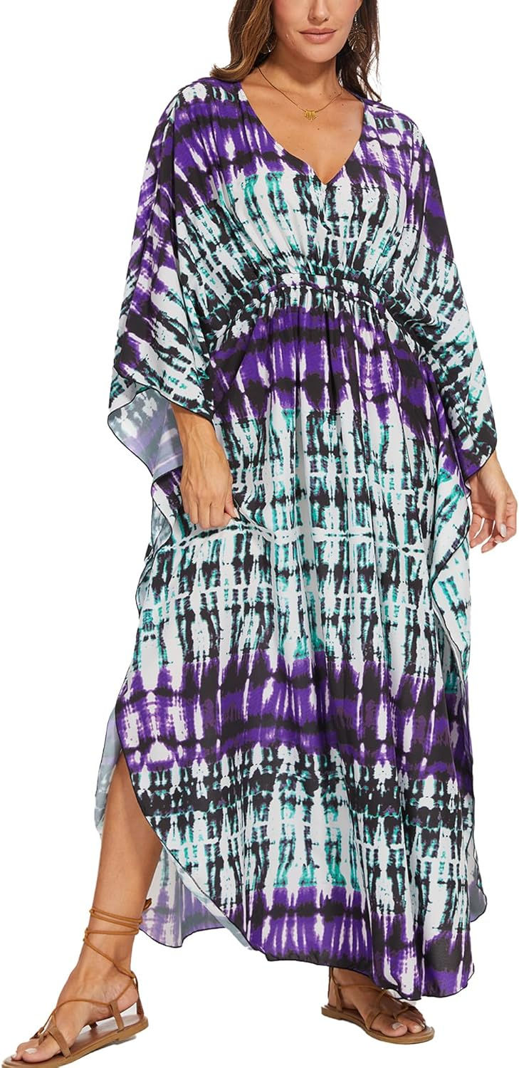 Thumbnail: Moss Rose Kaftan Dresses for Women V Neck Summer Swimsuit Cover up Caftan Plus 