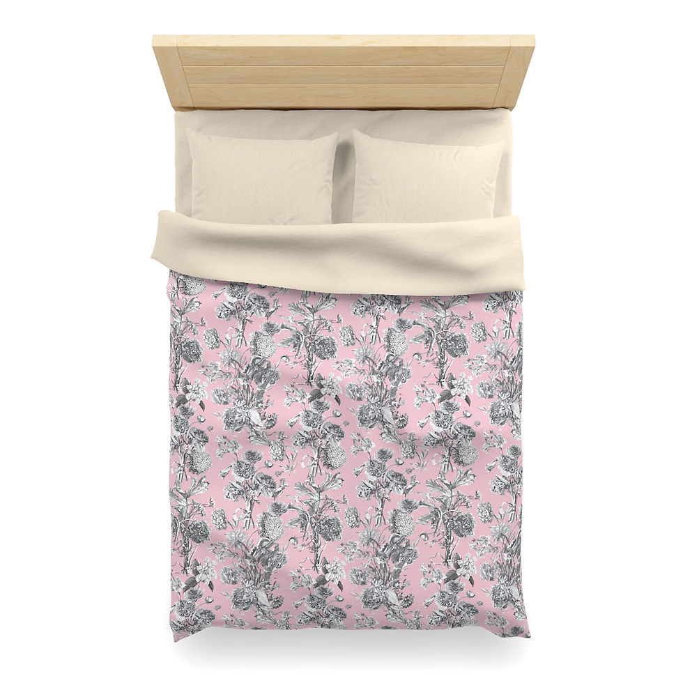 Thumbnail:  Toile Navy Blush Microfiber Duvet Cover